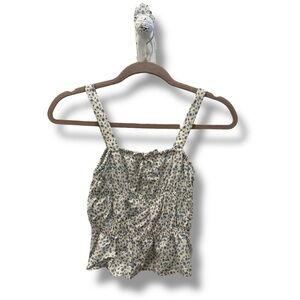 Zara Kids Floral Cream and Blue Tank Top